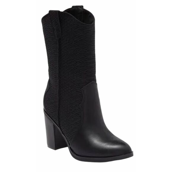 Mia Cindy Embossed Western Cowboy Boot in Black Python Size 7 NEW - Picture 1 of 6